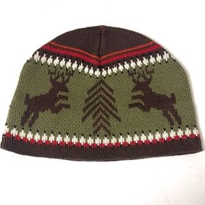 NEW Vintage Gap Kids Winter Beanie Cotton Knit Cap Reindeer Size S/M Nordic